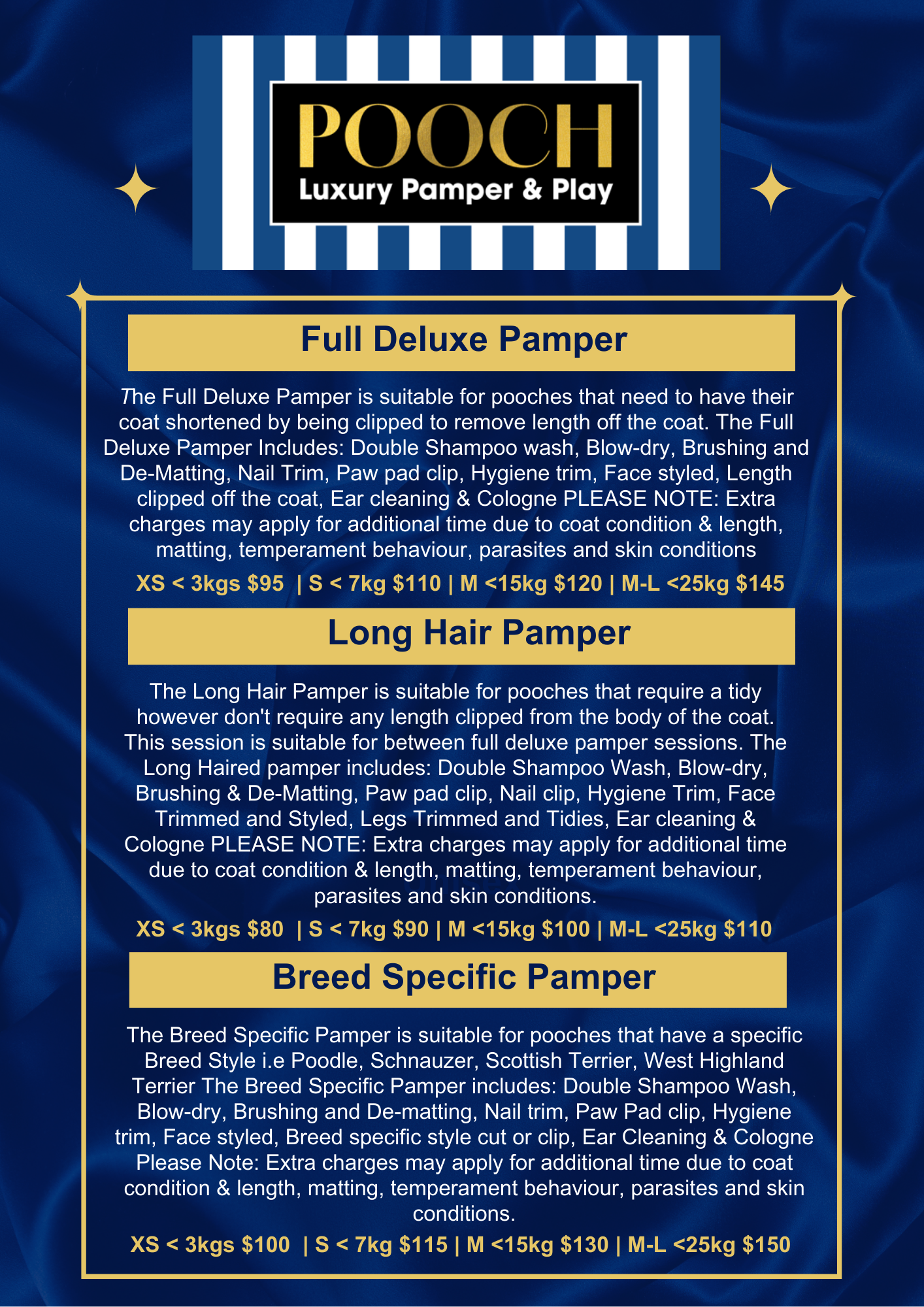 Pamper Price List